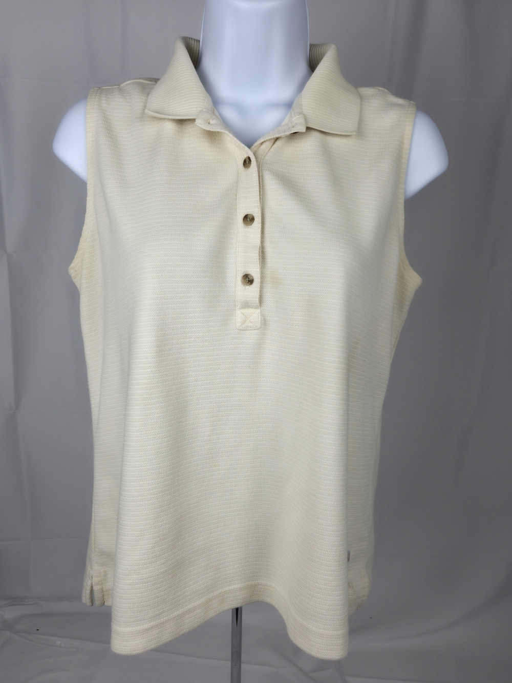 Antigua...Sleeveless Polo Top - Cream